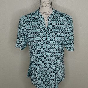 Juniper + Lime Geometric Print Top Size M